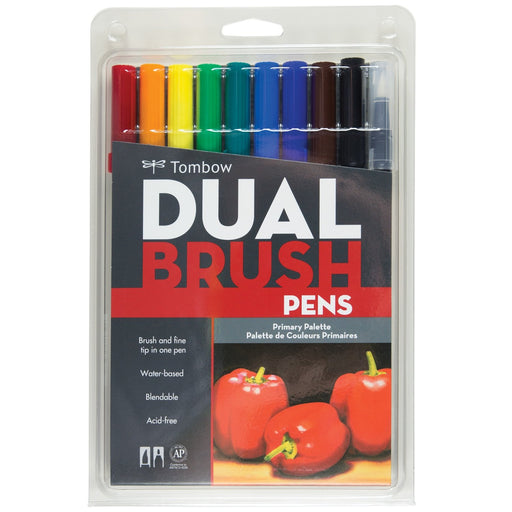 Tombow Dual Brush Pen Set AB-T10CPR Primary Colors Pack of 10-Kiichin - The #1 Place for Japanese Goods in Your Hand!
