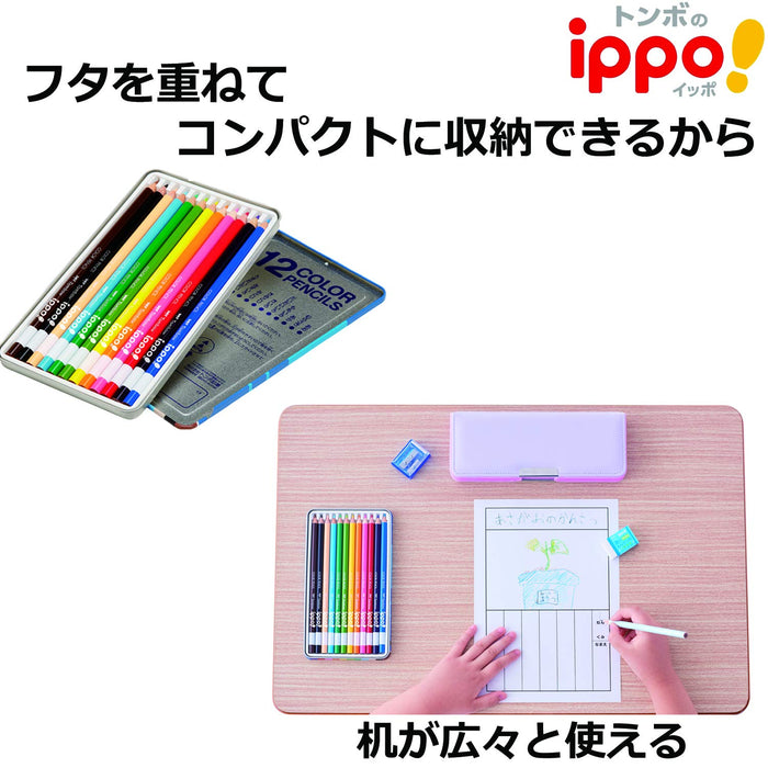 Tombow Ippo Colored Pencil Set 24 Colors Plain Blue Slide Can - Tombow Art Supplies-Kiichin - The #1 Place for Japanese Goods in Your Hand!