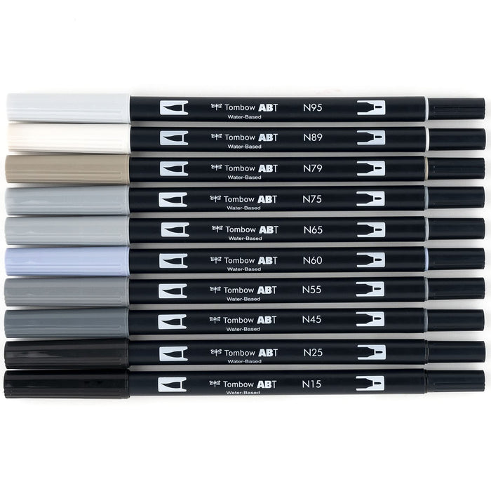 Tombow Gray Scale Dual Brush Pens Pack of 10 - Imported Tombow Product-Kiichin - The #1 Place for Japanese Goods in Your Hand!