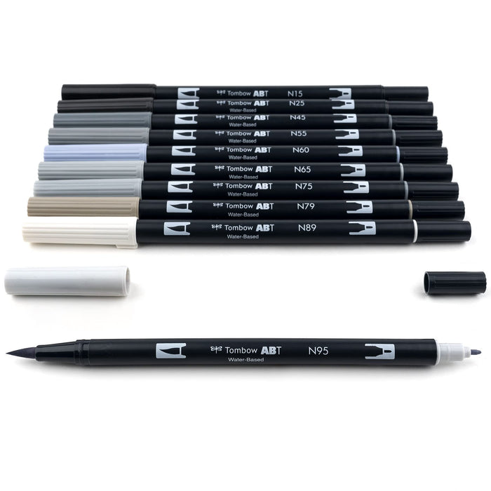 Tombow Gray Scale Dual Brush Pens Pack of 10 - Imported Tombow Product-Kiichin - The #1 Place for Japanese Goods in Your Hand!