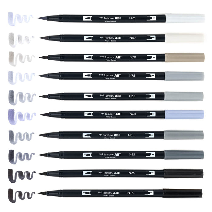 Tombow Gray Scale Dual Brush Pens Pack of 10 - Imported Tombow Product-Kiichin - The #1 Place for Japanese Goods in Your Hand!