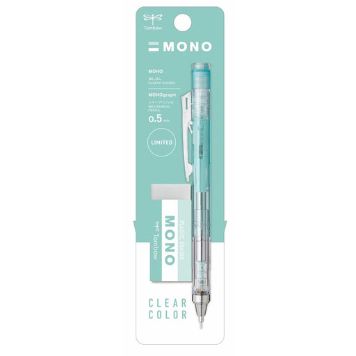Tombow Monograph Mechanical Pencil and Mono Eraser Set 0.5mm Clear Mint-Kiichin - The #1 Place for Japanese Goods in Your Hand!