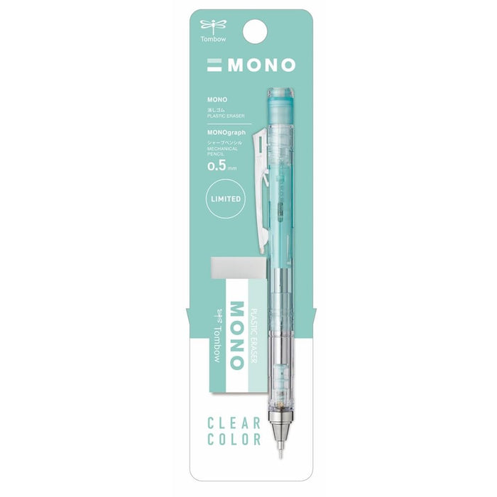Tombow Monograph Mechanical Pencil and Mono Eraser Set 0.5mm Clear Mint-Kiichin - The #1 Place for Japanese Goods in Your Hand!