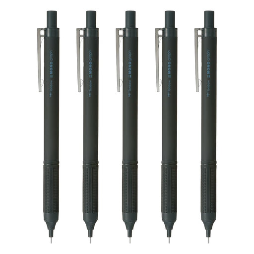 Tombow Monograph Light Mechanical Pencil 0.5mm Full Black Pack of 5 Pieces-Kiichin - The #1 Place for Japanese Goods in Your Hand!