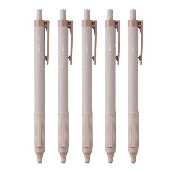 Tombow Monograph Light Ballpoint Pen 0.38mm Black Ink 5-Pack Smoky Brown Shaft-Kiichin - The #1 Place for Japanese Goods in Your Hand!