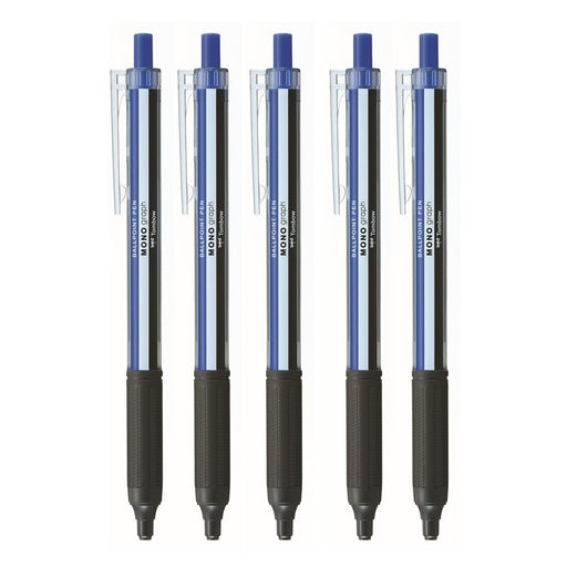 Tombow Blue Ink 0.5mm Mono Graph Light Oil-Based Ballpoint Pen Axis Color 5 Pack-Kiichin - The #1 Place for Japanese Goods in Your Hand!