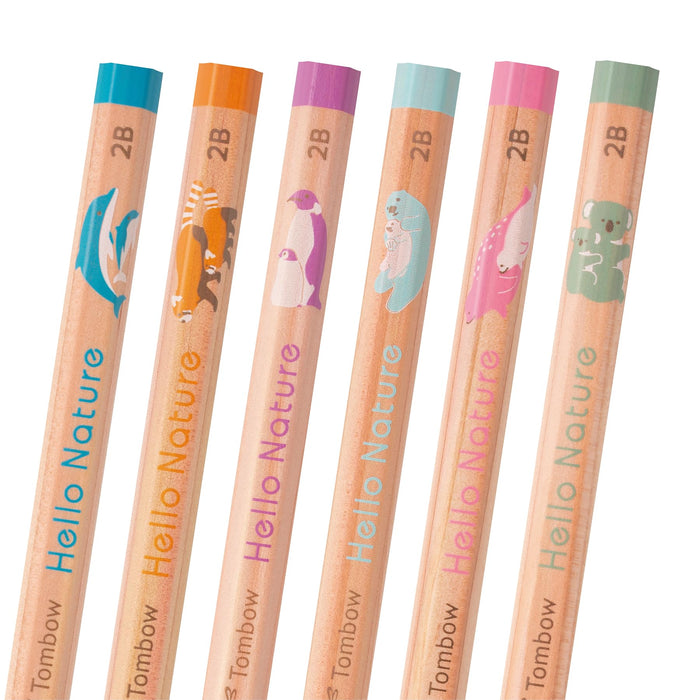 Tombow 2B Drawing Pencils Hello Nature 6-Patterns Gift Set with Mono Eraser-Kiichin - The #1 Place for Japanese Goods in Your Hand!