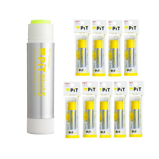 Tombow Pencil Glue Stick Set of 10 Hcb-011Btu Neon Yellow Silver Shaft-Kiichin - The #1 Place for Japanese Goods in Your Hand!