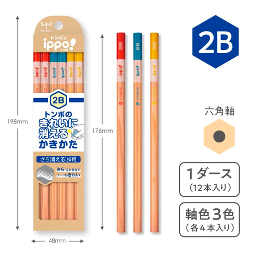 Tombow Ippo! Natural 2B Erasable Pencils Pack of 12-Kiichin - The #1 Place for Japanese Goods in Your Hand!