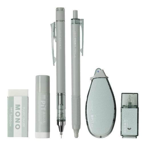 Tombow Mono Pit Mechanical Pencil Set 0.5mm 6 Pieces Ash Color Sage - Pcc-642Baz-Kiichin - The #1 Place for Japanese Goods in Your Hand!