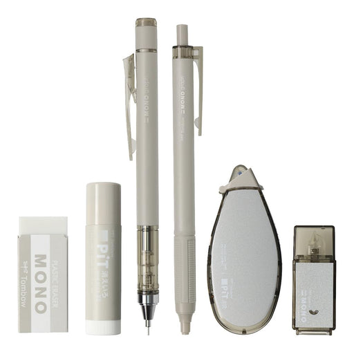 Tombow Mono Pit 0.3mm Mechanical Pencil Set 6pc Ash Taupe - PCC-643AAZ-Kiichin - The #1 Place for Japanese Goods in Your Hand!