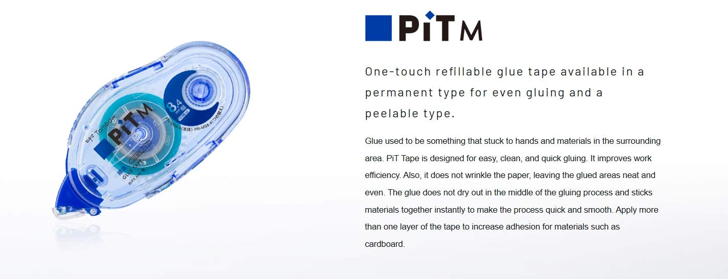 Tombow Blue Pencil Glue Tape with MS12 Refill Pitt Tape PR-MS12-Kiichin - The #1 Place for Japanese Goods in Your Hand!