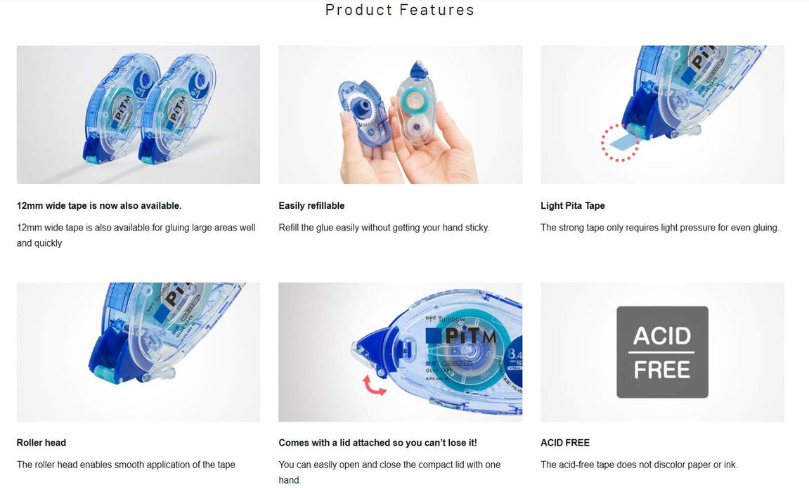Tombow Blue Pencil Glue Tape with MS12 Refill Pitt Tape PR-MS12-Kiichin - The #1 Place for Japanese Goods in Your Hand!