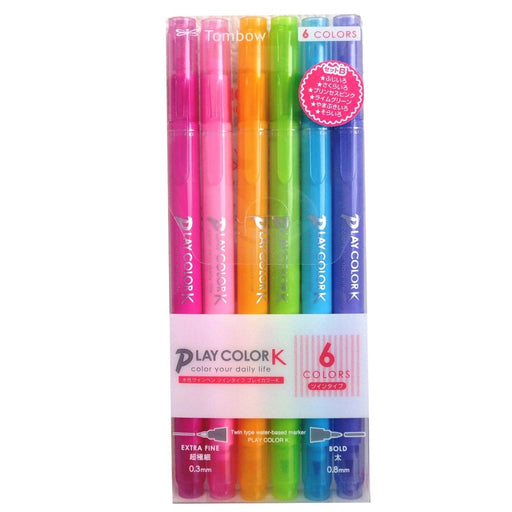 Tombow Water-Based Signature Pen Play Color K Set 6 Colors Pack - Gcf-611B-Kiichin - The #1 Place for Japanese Goods in Your Hand!