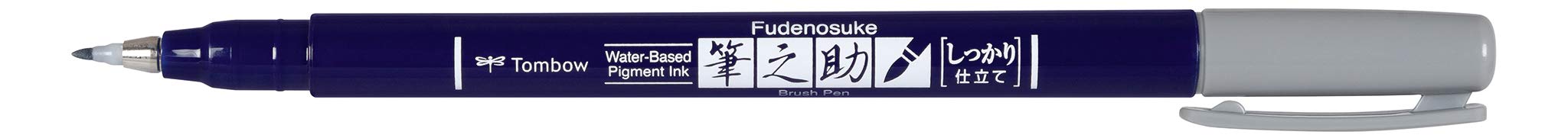 Tombow Fudenosuke Water-Based Signature Pen in Tailored Gray 1 Piece-Kiichin - The #1 Place for Japanese Goods in Your Hand!