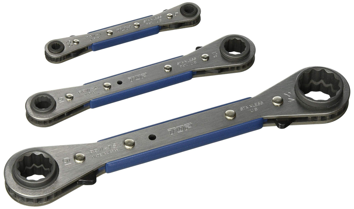 Top Kogyo 4-Size Plate Ratchet Wrench Set 5.5-24mm with Tool Bag PRW-147SS-Kiichin - The #1 Place for Japanese Goods in Your Hand!