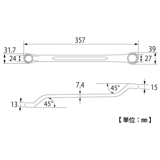 Top Kogyo Double-Ended Box Wrench 24x27mm 45° Offset Made in Japan-Kiichin - The #1 Place for Japanese Goods in Your Hand!