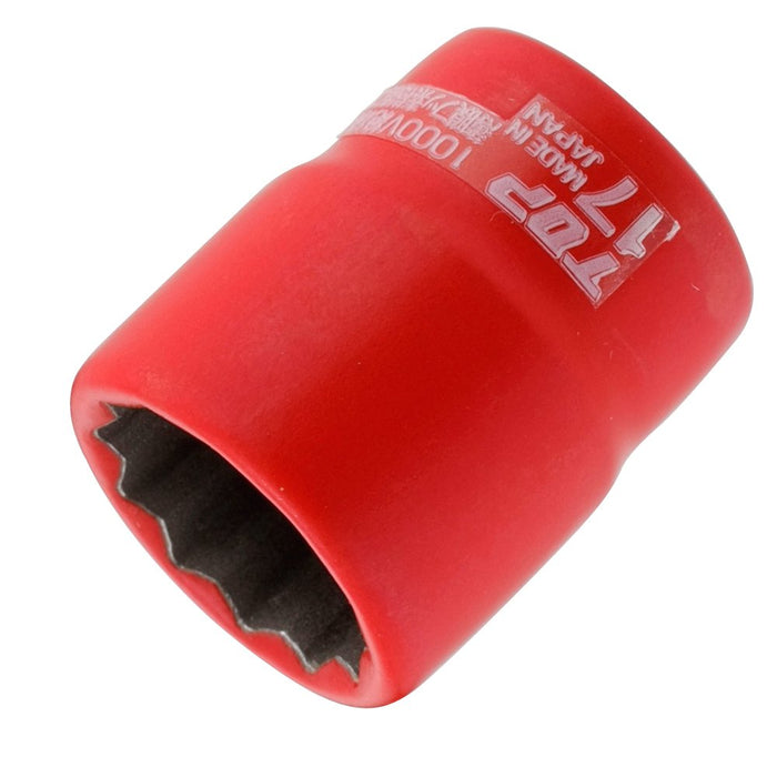 Top Kogyo Insulated Socket 9.5mm Drive 17mm 12-Sided Fluorine Coated-Kiichin - The #1 Place for Japanese Goods in Your Hand!
