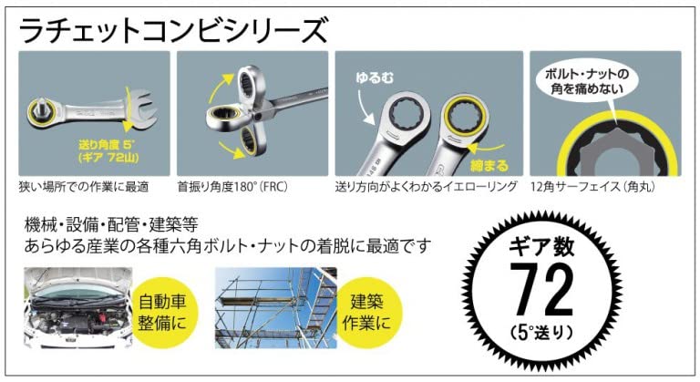 Top Kogyo Ratchet Combination Wrench 10mm 5° Feed Angle Gear Wrench-Kiichin - The #1 Place for Japanese Goods in Your Hand!