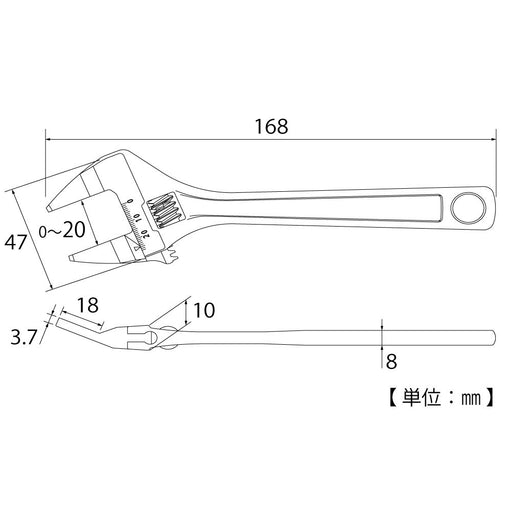 Top Kogyo Thin Exact Bent Wrench 3.7mm 0-20mm HT-150B Japan Made-Kiichin - The #1 Place for Japanese Goods in Your Hand!