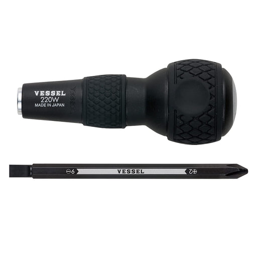 Vessel 220W-62 Ball Grip Driver with +2/-6 Bit Included - Versatile Tool Replacement-Kiichin - The #1 Place for Japanese Goods in Your Hand!