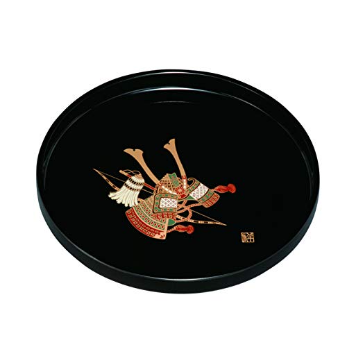 Yamaya Lacquerware Shop 24Cm Black Round Tray Helmet Design for Home Decor-Kiichin - The #1 Place for Japanese Goods in Your Hand!