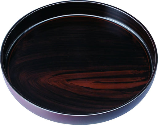 Yamaya Lacquerware Shop Round Black Tray Tan Mokume Non-Slip Durable-Kiichin - The #1 Place for Japanese Goods in Your Hand!