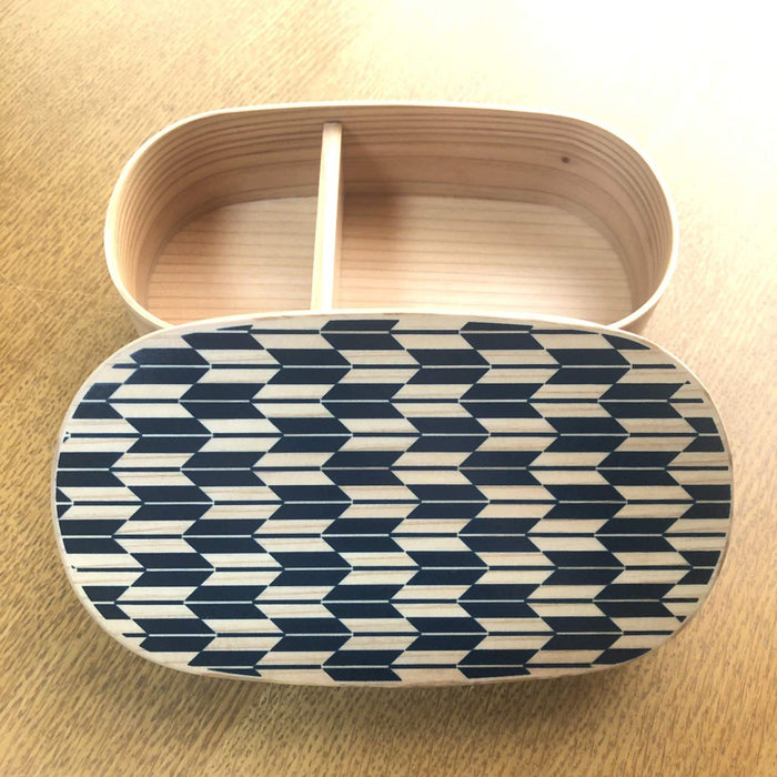 Yamaya Lacquerware Shop Arrow Feather Vermilion Blue 500ml Bento Box Japan-Kiichin - The #1 Place for Japanese Goods in Your Hand!