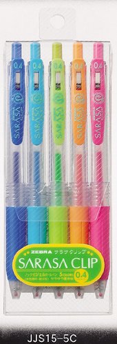 Zebra Sarasa Clip Gel Ballpoint Pen Set 0.4mm 5 Colors Jjs15-5C Zebra-Kiichin - The #1 Place for Japanese Goods in Your Hand!