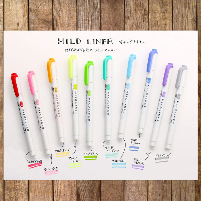 Zebra Mild Liner Highlighter Set 10 Vibrant Colors - Wkt7-10C-Kiichin - The #1 Place for Japanese Goods in Your Hand!