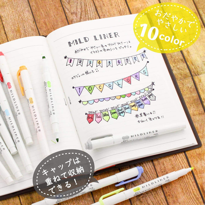 Zebra Mild Liner Highlighter Set 10 Vibrant Colors - Wkt7-10C-Kiichin - The #1 Place for Japanese Goods in Your Hand!