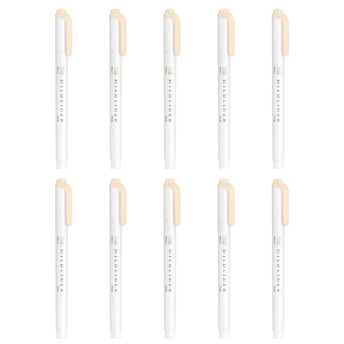 Zebra Mild Liner Highlighters Cream Set of 10 B-WKT7-MCR-Kiichin - The #1 Place for Japanese Goods in Your Hand!