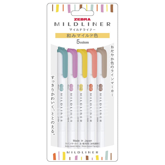 Zebra Brand Highlighter Pen Mild Liner Soft Color 5-Pack RC5- WKT7-5C-RC-N-Kiichin - The #1 Place for Japanese Goods in Your Hand!