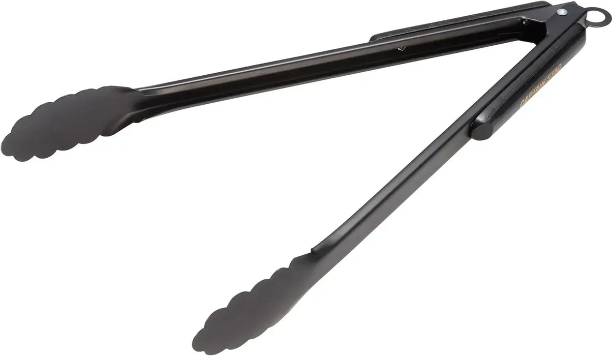 Captain Stag Outdoor BBQ Tongs Charcoal Scissors Wood Grip Stainless Steel - 35cm Black Titanium - 4560464296297