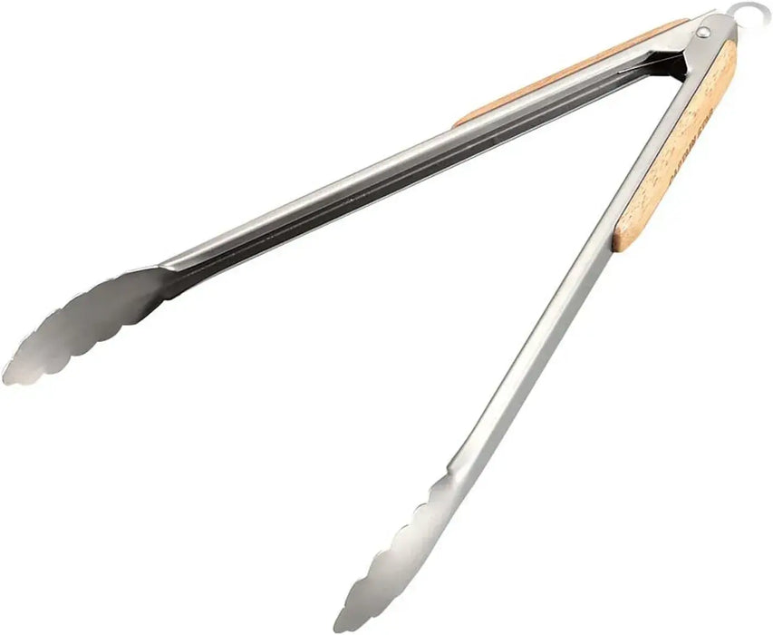 Captain Stag Outdoor BBQ Tongs Charcoal Scissors Wood Grip Stainless Steel - 35cm - 4560464248227