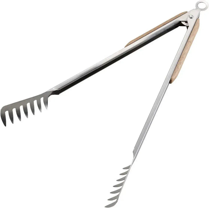Captain Stag Outdoor BBQ Tongs Charcoal Scissors Wood Grip Stainless Steel - Pasta Tongs 380mm - 4560464249323