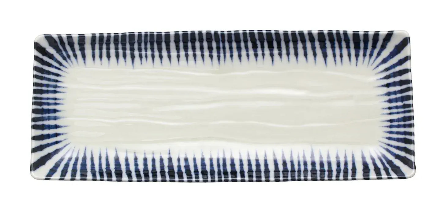 Ichikyu Minoyaki Donburi Bowl Microwave and Dishwasher Safe Japan Made - Cobalt Blue Horsetail Pattern - 4527888991740