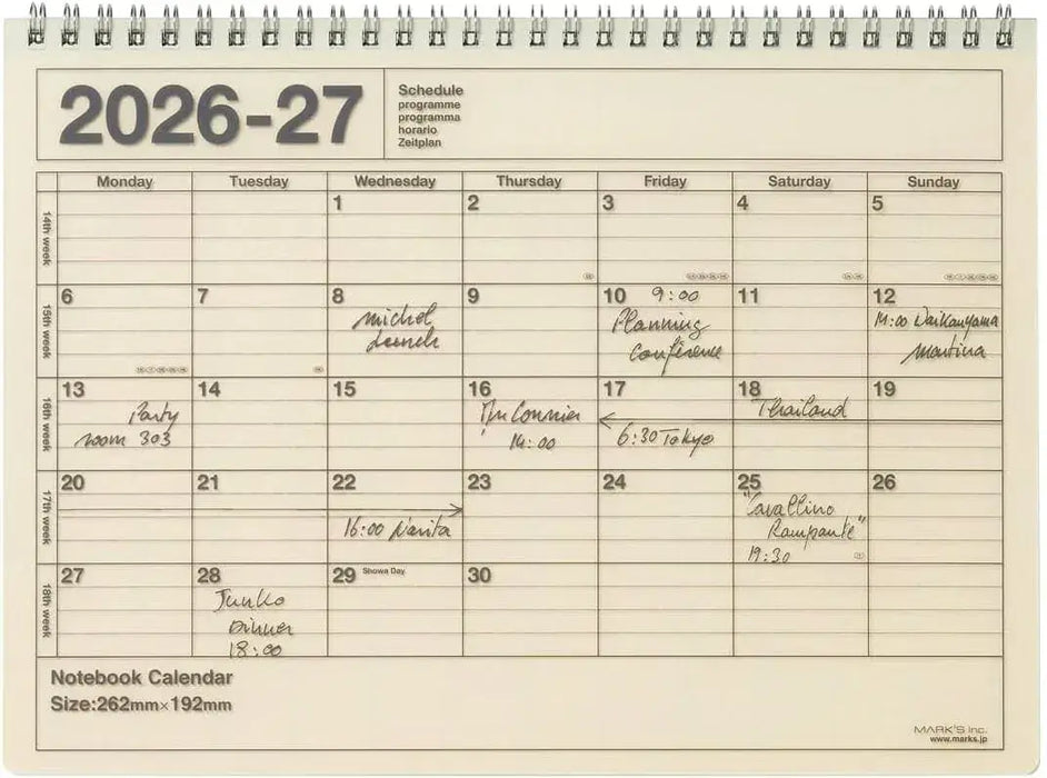 Mark's 2026 Planner Schedule Book Monthly Calendar Notebook - Ivory - 4550045160307