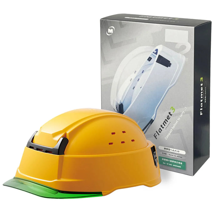 Midori Anzen SCT29B Flat Mate 3 Folding Portable Helmet ABS - Yellow/Green
 - 4548890787138