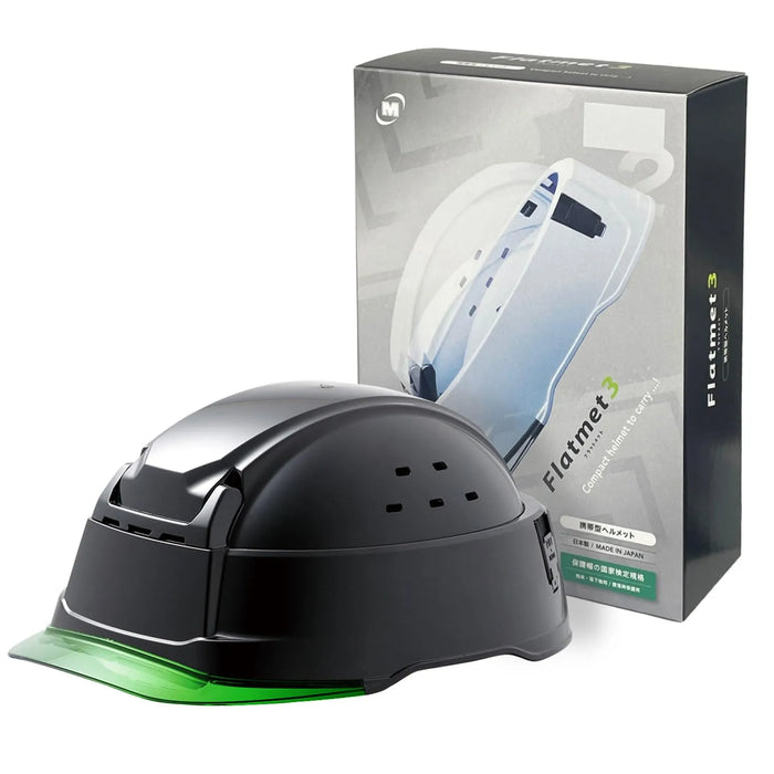 Midori Anzen SCT29B Flat Mate 3 Folding Portable Helmet ABS - Black/Green
 - 4548890787176