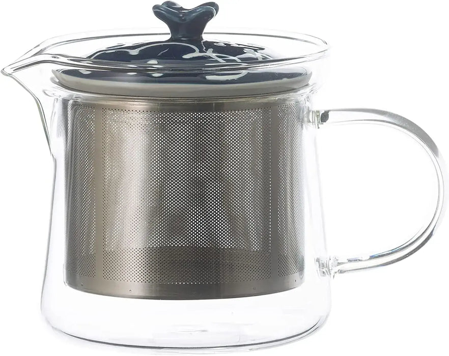 Nishi Kai Toki Glass Teapot with Stainless Steel Infuser - Small Floral Pattern - 4965451204949