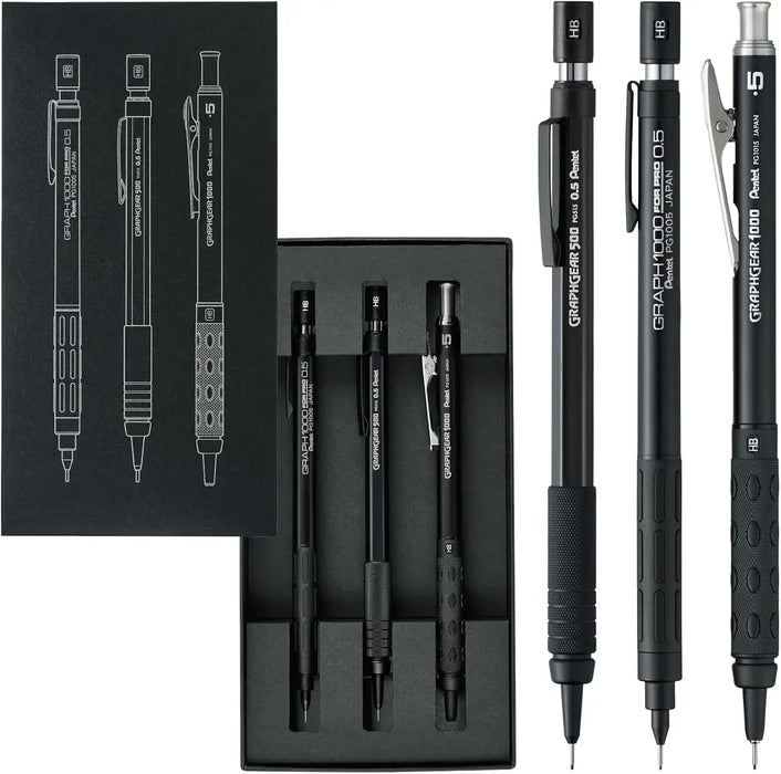 Pentel Graph 1000 Mechanical Pencil Technical Drawing - Limited 3 Pc Set - 4902506432490