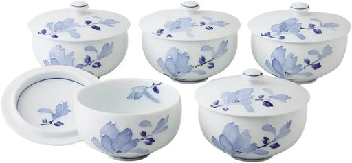 Seikai Toki Hasami Ware Rice Bowl Flower Pattern - Set With Lid - 4965451115498
