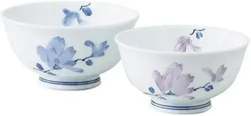Seikai Toki Hasami Ware Rice Bowl Flower Pattern - Pair - 4965451114682