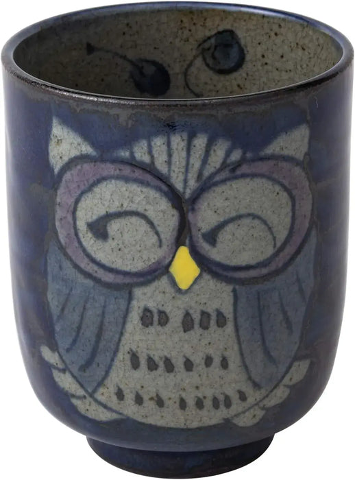 Seikai Toki Hasami Ware Yumono Hand Owl Pattern Dish - Large Blue Hot Water - 4965451839721