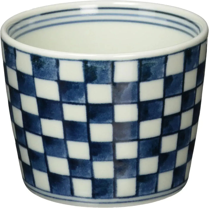 Seikai Toki Hasami-yaki Soba Cup Chopsticks Holder - Checkered Pattern - 4965451394893