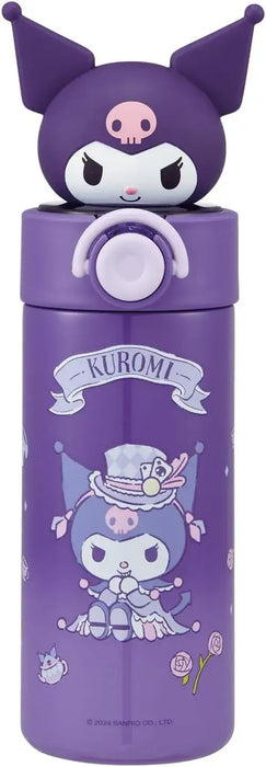 Skater Sanrio Stainless Steel Mascot Straw Bottle - Kuromi - 4973307750540