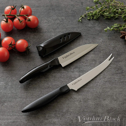 Shimomura Kougyou Antibacterial Japan Verdun Black Soft Sheet Cutting Board Mini Fruit Knife Vertical Peeler Shari Fluffy Grater Set OVB-915-Kiichin - The #1 Place for Japanese Goods in Your Hand!