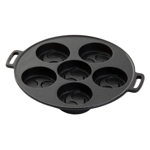 Gifu-Asahi Cast-Iron 6-Piece Obanyaki Pan (Tomoe Pattern) - Premium Quality Cookware-Kiichin - The #1 Place for Japanese Goods in Your Hand!
