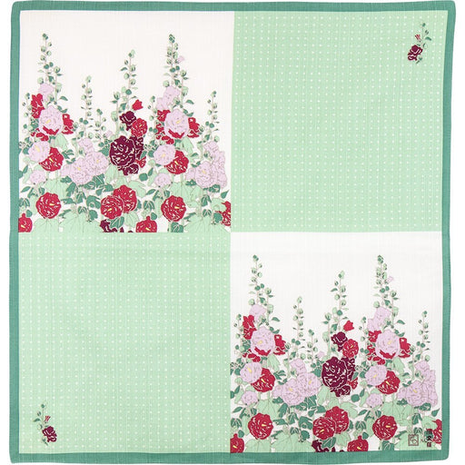 Hollyhock Green Hama Pattern Furoshiki 50Cm Authentic Japanese Garden Design-Kiichin - The #1 Place for Japanese Goods in Your Hand!